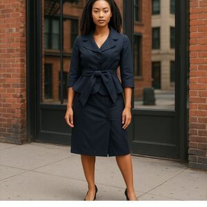 Nine West 2-Piece Peplum Pinstripe Blazer & Skirt Set 4